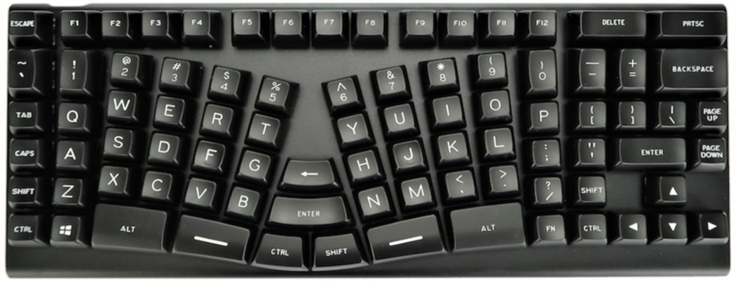 An ergonomic computer keyboard with orthogonal layout